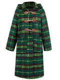 Plaid Long Sleeve Hooded Coat with Pockets - Trendsi - Flyclothing LLC