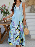 Devine Printed Sleeveless Maxi Dress - Trendsi - Flyclothing LLC