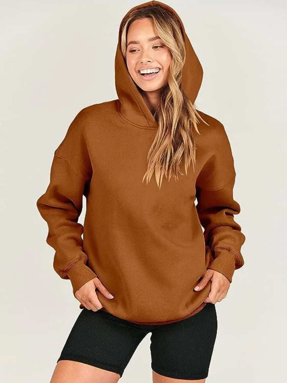 Dropped Shoulder Long Sleeve Hoodie - Trendsi - Flyclothing LLC