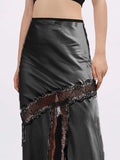 Lace Trim Asymmetrical Midi Skirt - Trendsi - Flyclothing LLC