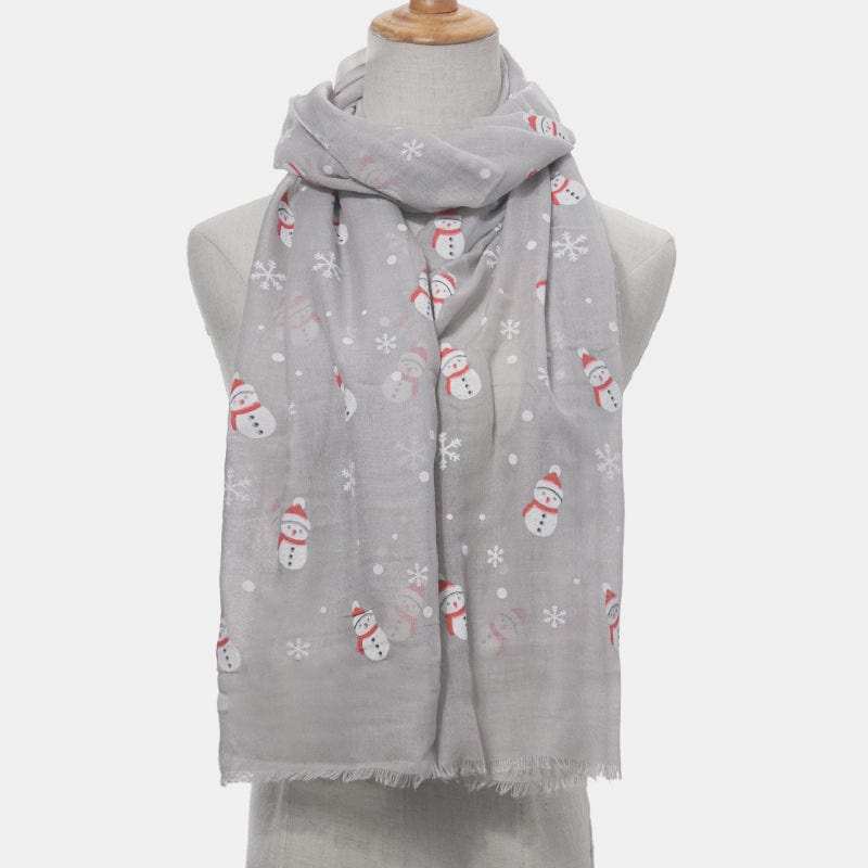 Fringe Snowman Polyester Scarf - Trendsi - Flyclothing LLC