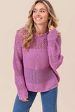 BiBi Openwork Long Sleeve Knit Top - Trendsi - Flyclothing LLC