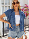 Buttoned Up Collared Neck Denim Top