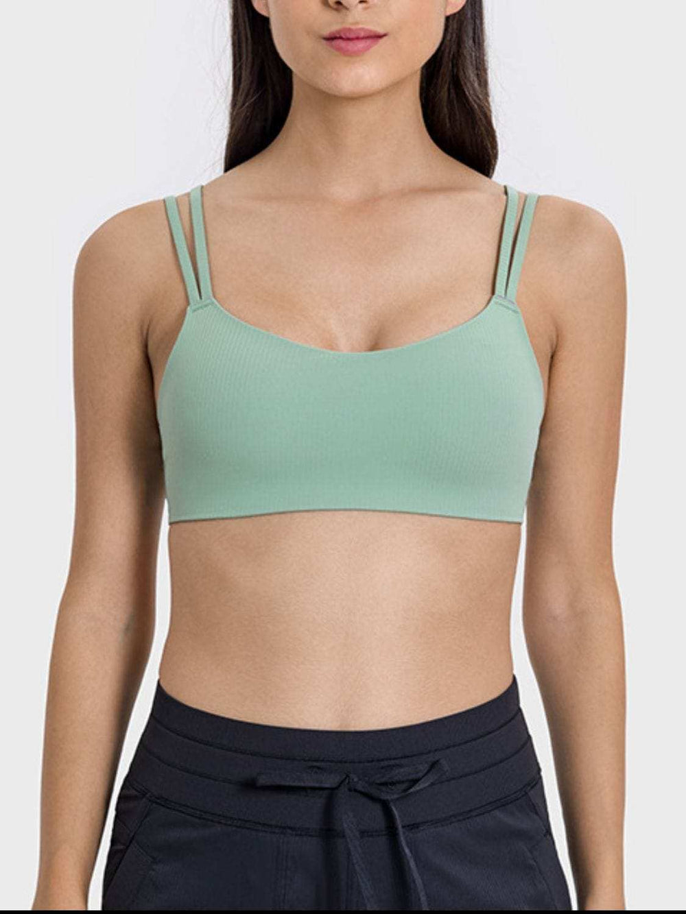 Scoop Neck Double Strap Active Cami - Trendsi - Flyclothing LLC