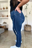 Judy Blue Full Size High Waist Rigid Magic Heavy Destroy Straight Jeans - Trendsi - Flyclothing LLC