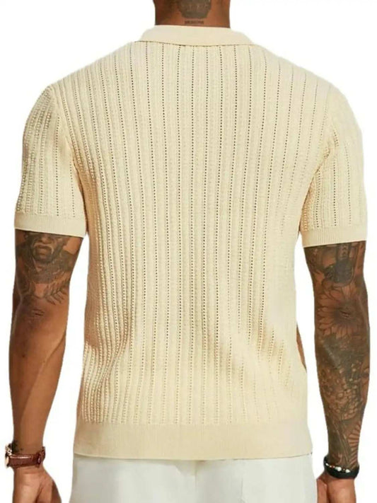 Men's Full Size Openwork Button Down Collared Neck Shirt Plus Size - Trendsi - Flyclothing LLC