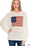 Zenana American Flag Crew Neck Sweater - Trendsi - Flyclothing LLC