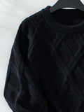 Geometric Round Neck Long Sleeve Sweater - Trendsi - Flyclothing LLC