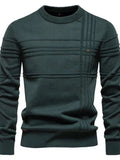 Men's Round Neck Striped Sweater - Trendsi - Flyclothing LLC
