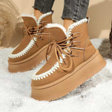 Sherpa Lined Platform Snow Boots - Trendsi - Flyclothing LLC