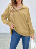 Half Snap Long Sleeve Dropped Shoulder Hoodie - Trendsi - Flyclothing LLC