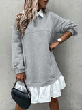 Devine Ruffle Hem Long Sleeve Mini Dress - Trendsi - Flyclothing LLC