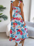 Smocked Floral Tie Shoulder Midi Dress - Trendsi - Flyclothing LLC