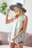 BiBi Multi Color Flower Printed Tank with Contrast Band - Trendsi - Flyclothing LLC
