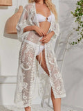 Lace Detail Open Front Longline Cover-Up - Trendsi - Flyclothing LLC