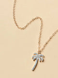Zircon Palm Tree Pendant Necklace - Trendsi - Flyclothing LLC