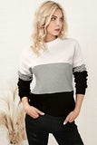 Striped Color Block Long Sleeve Knit Top - Trendsi - Flyclothing LLC