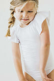 White S/S Flutter Sleeve Leotard - Mila & Rose ® - Flyclothing LLC