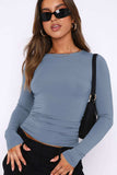 Round Neck Long-Sleeve Top - Trendsi - Flyclothing LLC