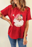 Santa Round Neck Short Sleeve T-Shirt - Trendsi - Flyclothing LLC