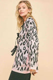Davi & Dani Leopard Ribbon Tie Front Loose Fit Cardigan - Trendsi - Flyclothing LLC