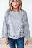Raw Hem Round Neck Long Sleeve Sweatshirt - Trendsi - Flyclothing LLC