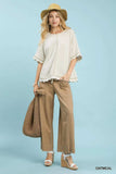 Umgee Linen Blend Scallop Trim Top - Trendsi - Flyclothing LLC