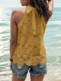 Lace Tied Mock Neck Tank - Trendsi - Flyclothing LLC