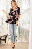 Heimish Full Size Crisscross Neck Floral Babydoll Top Plus Size - Trendsi - Flyclothing LLC