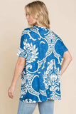 BOMBOM Printed Relaxed V-Neck Tunic Top - Trendsi - Flyclothing LLC