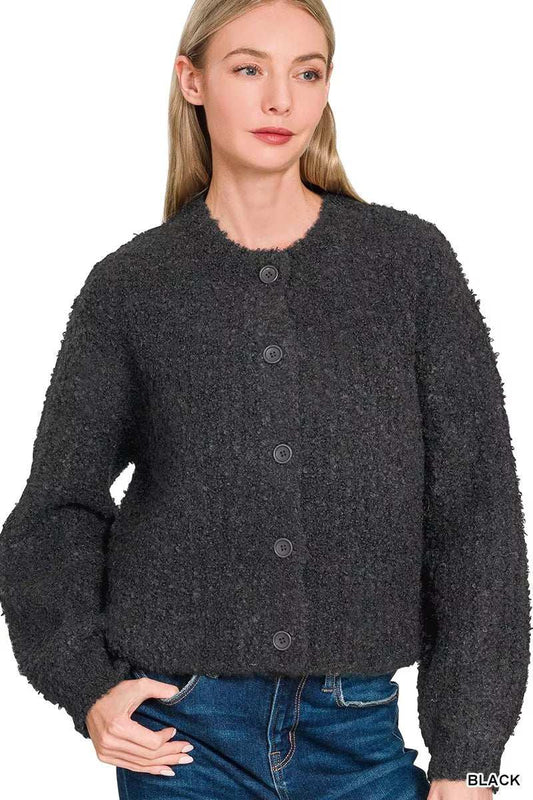 Zenana Button Down Wool Cardigan Sweater - Trendsi - Flyclothing LLC