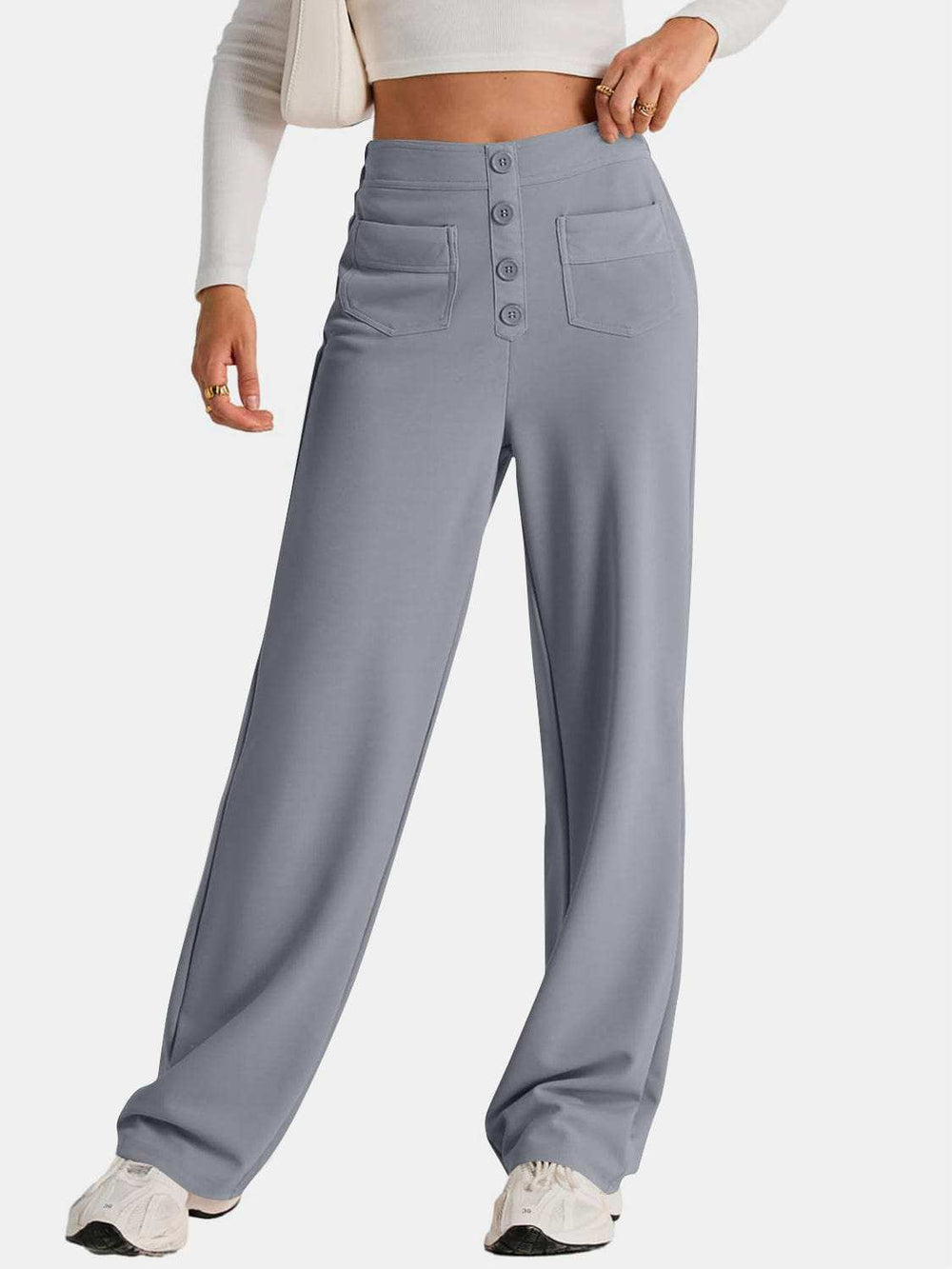 High Waist Wide Leg Pants - Trendsi - Flyclothing LLC