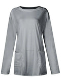 Full Size Pocketed Round Neck Long Sleeve T-Shirt - Trendsi - Flyclothing LLC
