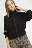 Umgee Zipper Up Cropped Jacket with Leopard Trim - Trendsi - Flyclothing LLC