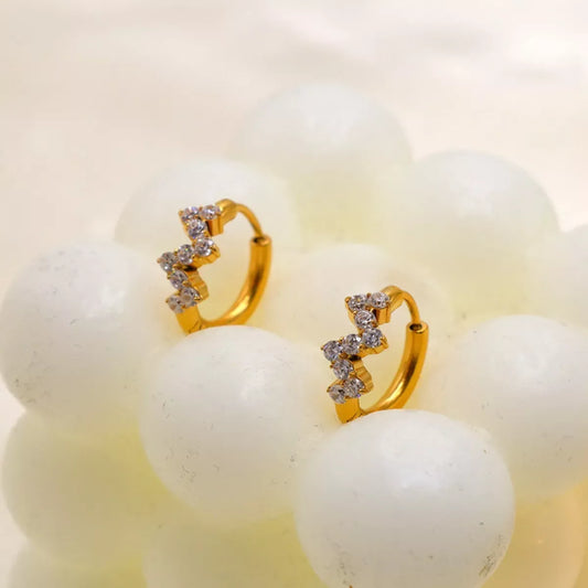 Stainless Steel Zircon Hoop Earrings - Trendsi - Flyclothing LLC