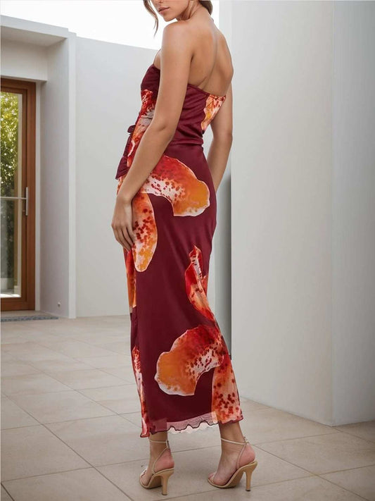 Printed Tube Sleeveless Maxi Dress - Trendsi - Flyclothing LLC