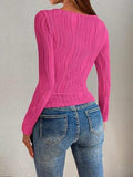Textured Round Neck Long Sleeve Top - Trendsi - Flyclothing LLC