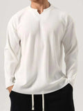Men's Plus Size Notched Long Sleeve Top - Trendsi - Flyclothing LLC