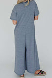 Placket Chest Pockets Short Sleeve Wide Leg Jumpsuit - Trendsi - Flyclothing LLC