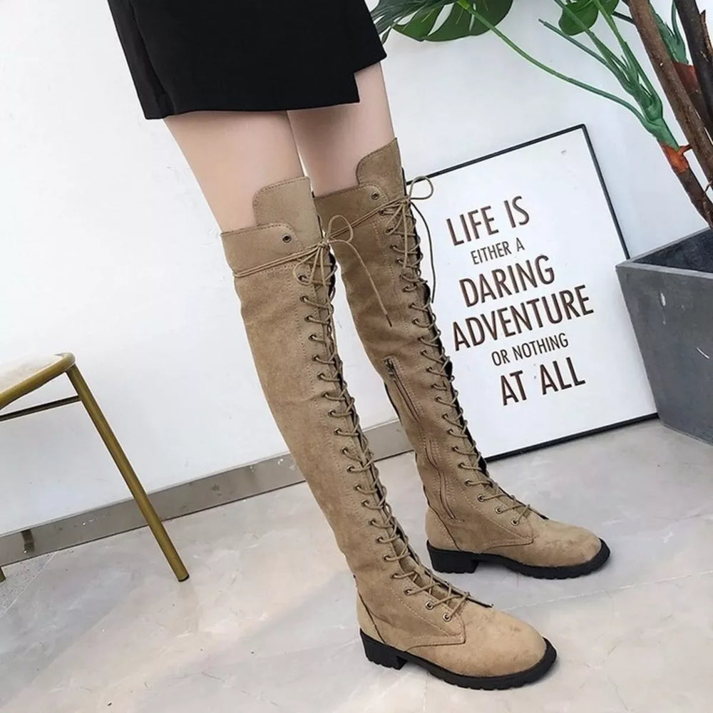 Lace-Up Over-the-Knee Boots - Trendsi - Flyclothing LLC