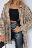 Plaid Collared Neck Long Sleeve Shirt - Trendsi - Flyclothing LLC