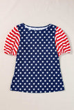 Stars and Stripes Round Neck Short Sleeve Top - Trendsi - Flyclothing LLC