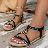 Open Toe Flats Sandals - Trendsi - Flyclothing LLC