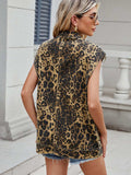 Leopard Buttton Up Denim Vest - Trendsi - Flyclothing LLC