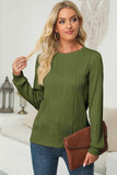 Textured Round Neck Long Sleeve Blouse - Trendsi - Flyclothing LLC