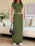 Short Sleeve Maxi Tee Dress - Trendsi - Flyclothing LLC