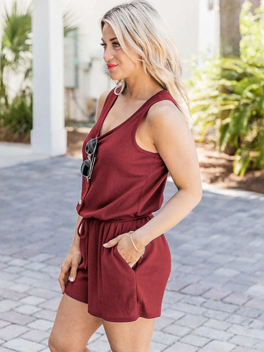 Scoop Neck Wide Strap Romper with Pockets - Trendsi - Flyclothing LLC