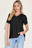 Basic Bae Bamboo Full Size V-Neck High-Low T-Shirt - Trendsi - Flyclothing LLC