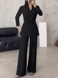 Tie-Waist Long Sleeve Top and Pants Set - Trendsi - Flyclothing LLC