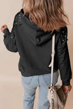 Rivet Drawstring Long Sleeve Hoodie - Trendsi - Flyclothing LLC
